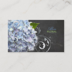 PixDezines blue hydrangeas, florists/chalkboard Business Card