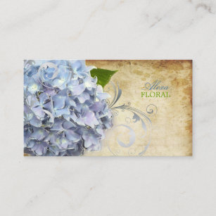 PixDezines blue hydrangeas, florists/vintage Business Card