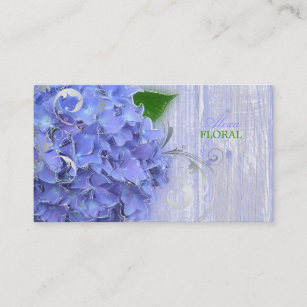 PixDezines blue hydrangeas, florists/wood panels Business Card