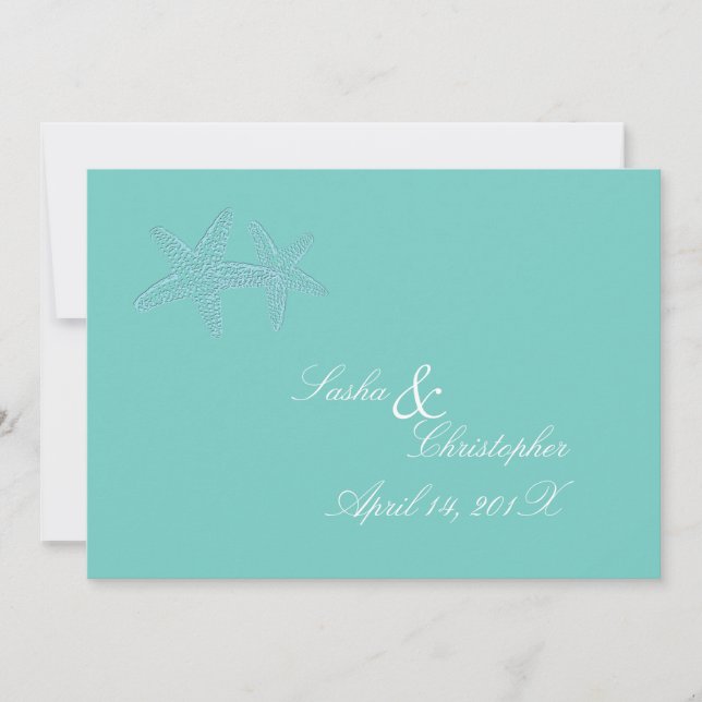 PixDezines Blue Starfish Wedding Invitations (Front)