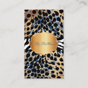PixDezines blue vintage+cheetah+zebra Business Card