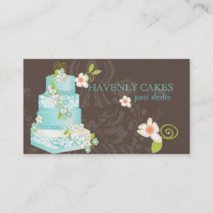 PixDezines blue wedding cake/bakery/pâtisserie Business Card