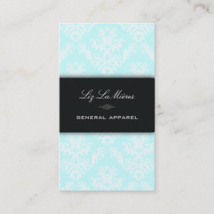 PixDezines Blue+White Céleste Vintage Damask Business Card