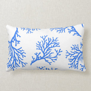 PixDezines blue/white/coral/diy background Lumbar Pillow