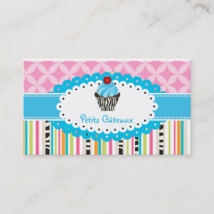 PixDezines blueberry swirls cupcake+stripes Business Card