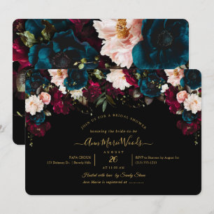 PixDezines Blush Burgundy Teal Bridal Shower Invit Invitation