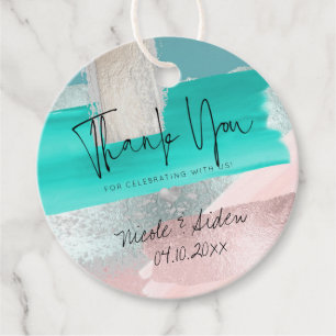 PixDezines Blush Coral Sage Colour Block Thank You Favour Tags