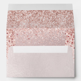PixDezines Blush, Faux Rose Gold Glitter+Confetti Envelope