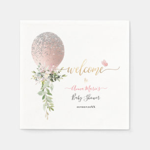PixDezines Blush Glitter Balloon Any Event Welcome Napkin