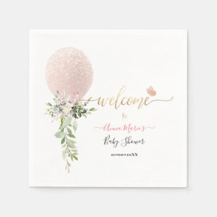 PixDezines Blush Glitter Balloon Any Event Welcome Napkin