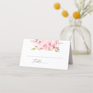 PixDezines Blush Peonies Watercolor Flowers Place Card