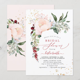 PixDezines Blush Peony Bridal Shower Invitation