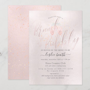 PixDezines Blush Pink Champagne Brunch+Bubbly Invitation