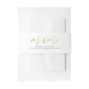 PixDezines Blush Pink+Faux Gold Mr.+Mrs. Invitation Belly Band