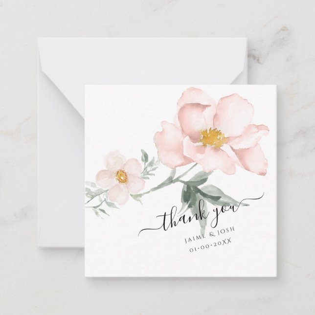 PixDezines Blush Pink Watercolor Single Petal Rose Card (Front)