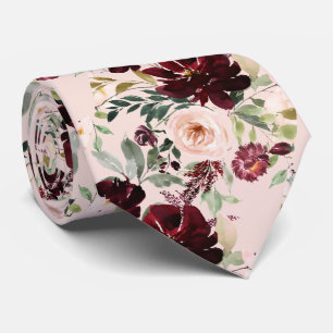 PixDezines Blush Red Watercolor Flowers DIY colour Tie