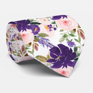 PixDezines Blush Violet Purple H2 Botanical Tie