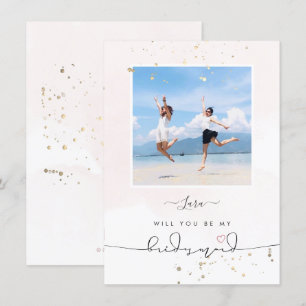 PixDezines Blush Watercolor Will You Be Bridesmaid Invitation