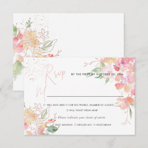 PixDezines Blushing Romance Floral RSVP w Meal Invitation