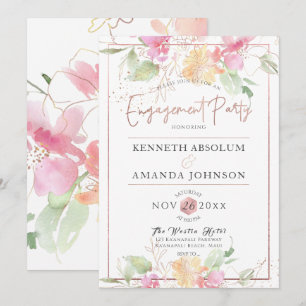 PixDezines Blushing Romance, Watercolor Flowers Invitation