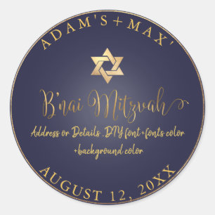 PixDezines B'nai Mitzvah, DIY Colour Classic Round Sticker
