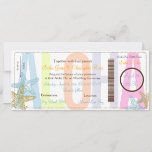 PixDezines Boarding Pass+Beach Wedding Invitations