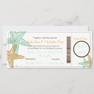 PixDezines Boarding Pass+Beach Wedding Invitations