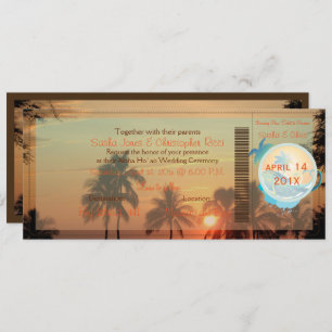 PixDezines Boarding Pass hawaii sunset Invitation