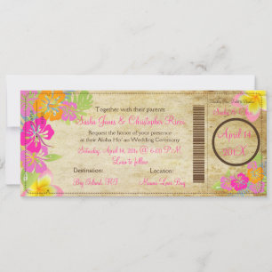 PixDezines Boarding Pass Hibiscus Leis Invitation