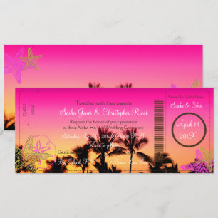 PixDezines Boarding Pass+Tropical Sunset A-Bay Invitation