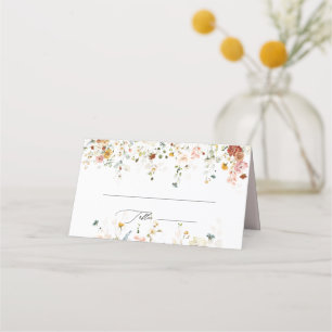 PixDezines Boho Fall Garden Flowers Monogram Place Card