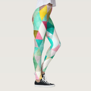 PixDezines Boho Watercolor Geometric/Jade Leggings