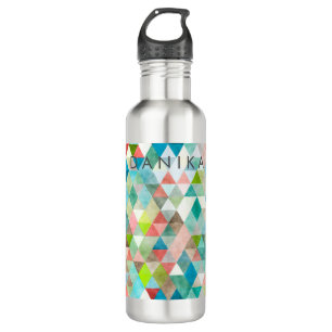 PixDezines Boho Watercolor Geometric/Triangles 710 Ml Water Bottle