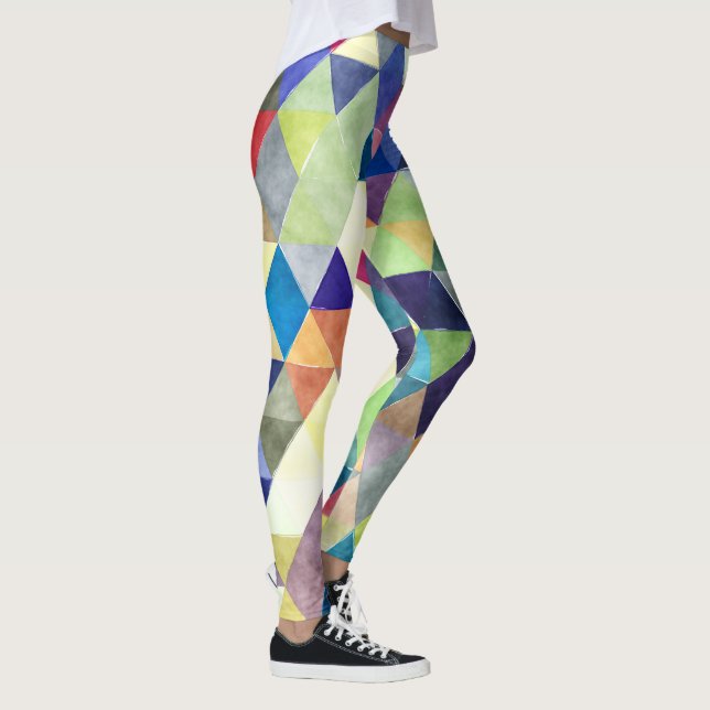 PixDezines Boho Watercolor Geometric/Triangles Leggings (Right)