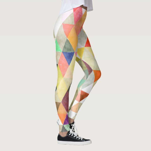 PixDezines Boho Watercolor Geometric/Triangles Leggings (Right)