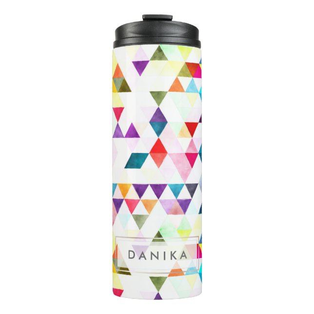PixDezines Boho Watercolor Geometric/Triangles Thermal Tumbler (Front)