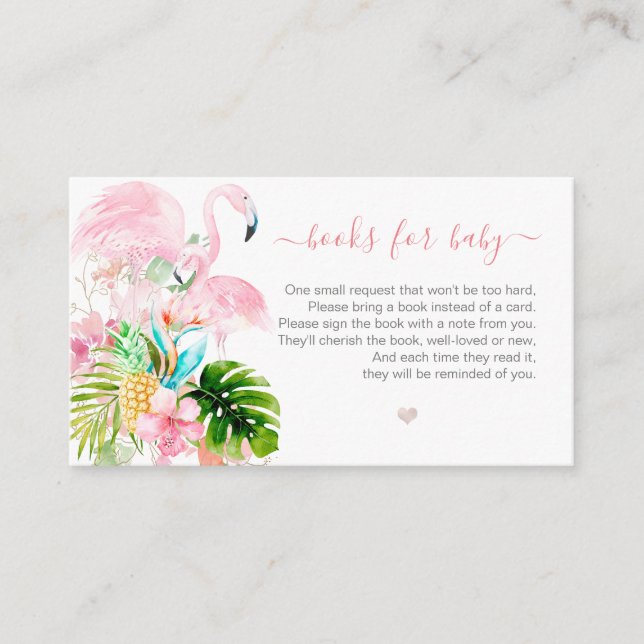 PixDezines Book Request, Watercolor Pink Flamingos Enclosure Card (Front)