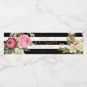 PixDezines Botanical Vintage Rose Clementi Anemone Water Bottle Label