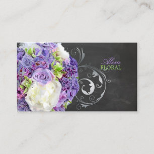 PixDezines bridal bouquet, florists/chalkboard Business Card