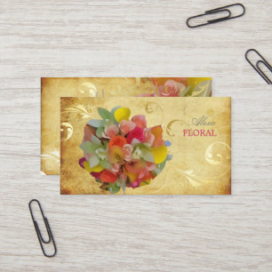 PixDezines Bridal Bouquet, florists/vintage Business Card