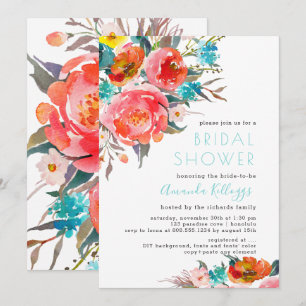 PixDezines Bridal Shower Bright Watercolor Flowers Invitation