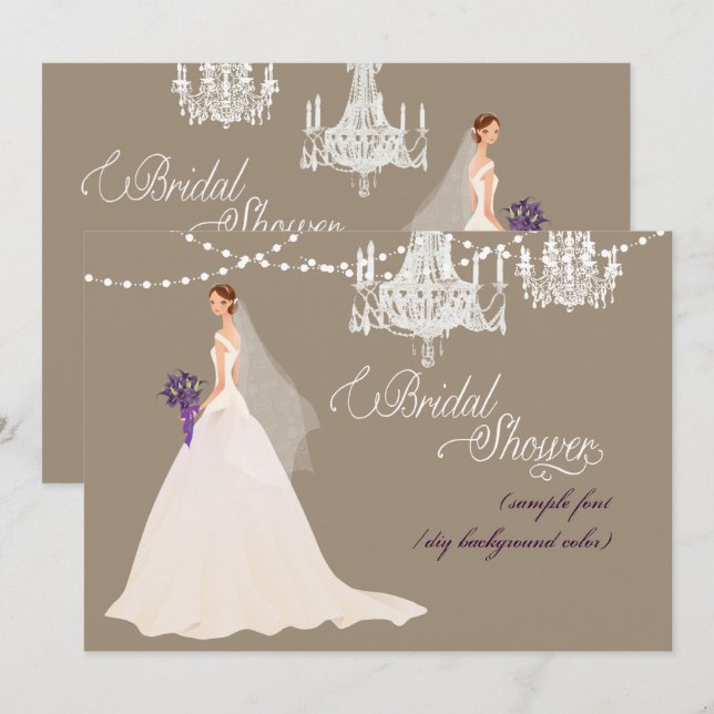 PixDezines bridal shower/DIY occasion+colour Invitation (Front/Back)