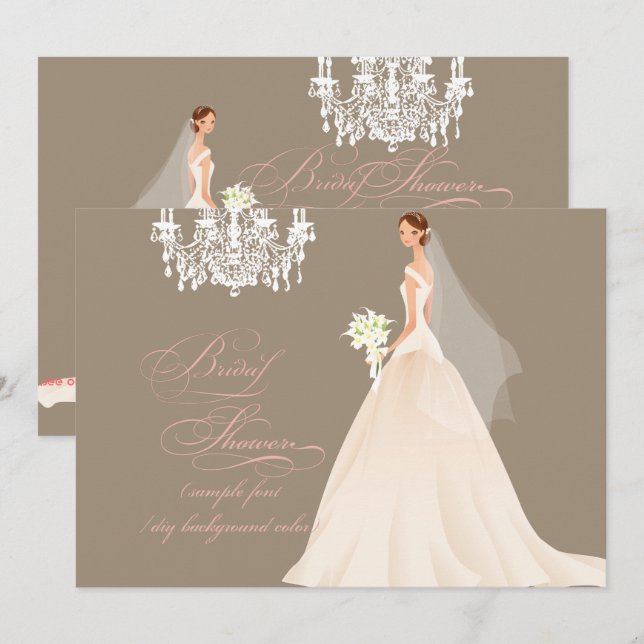 PixDezines bridal shower/DIY occasion+colour Invitation (Front/Back)