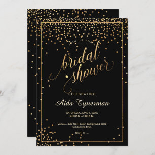 PixDezines Bridal Shower Faux Gold Confetti Invitation