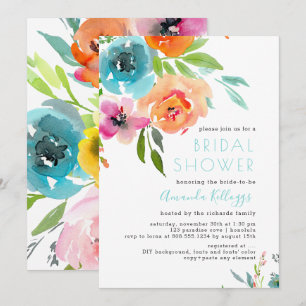 PixDezines Bridal Shower Watercolor Summer Floral Invitation