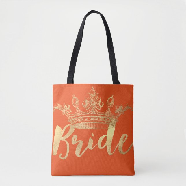 PixDezines Bride/Crown/Faux Gold/DIY Colour Tote Bag (Front)