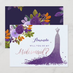 PixDezines Bridesmaid/Floral/Watercolor/Purple Invitation
