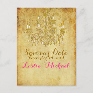 PixDezines bronze/faux foil/photos save the date Announcement Postcard