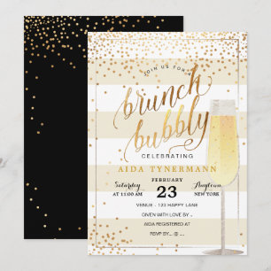 PixDezines Bruch+Bubbly Faux Gold Confetti Invitation