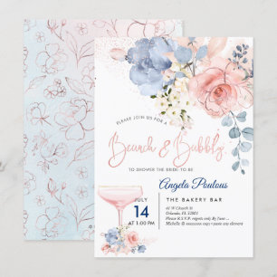 PixDezines Brunch Bubbly Blush+Blue H2 flowers  Invitation